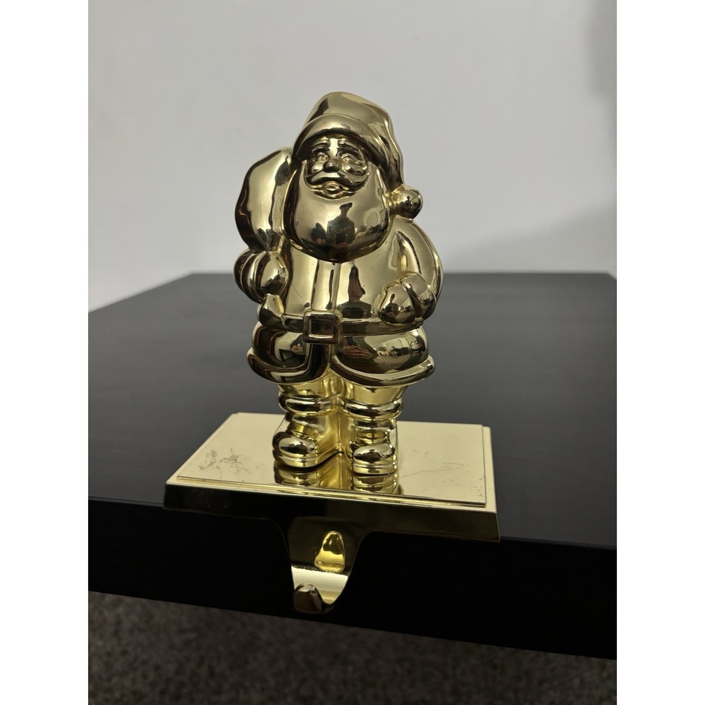 Stocking Holder Gold Tone Santa Christmas Holiday Stocking Mantel‎ Hook  Heavy